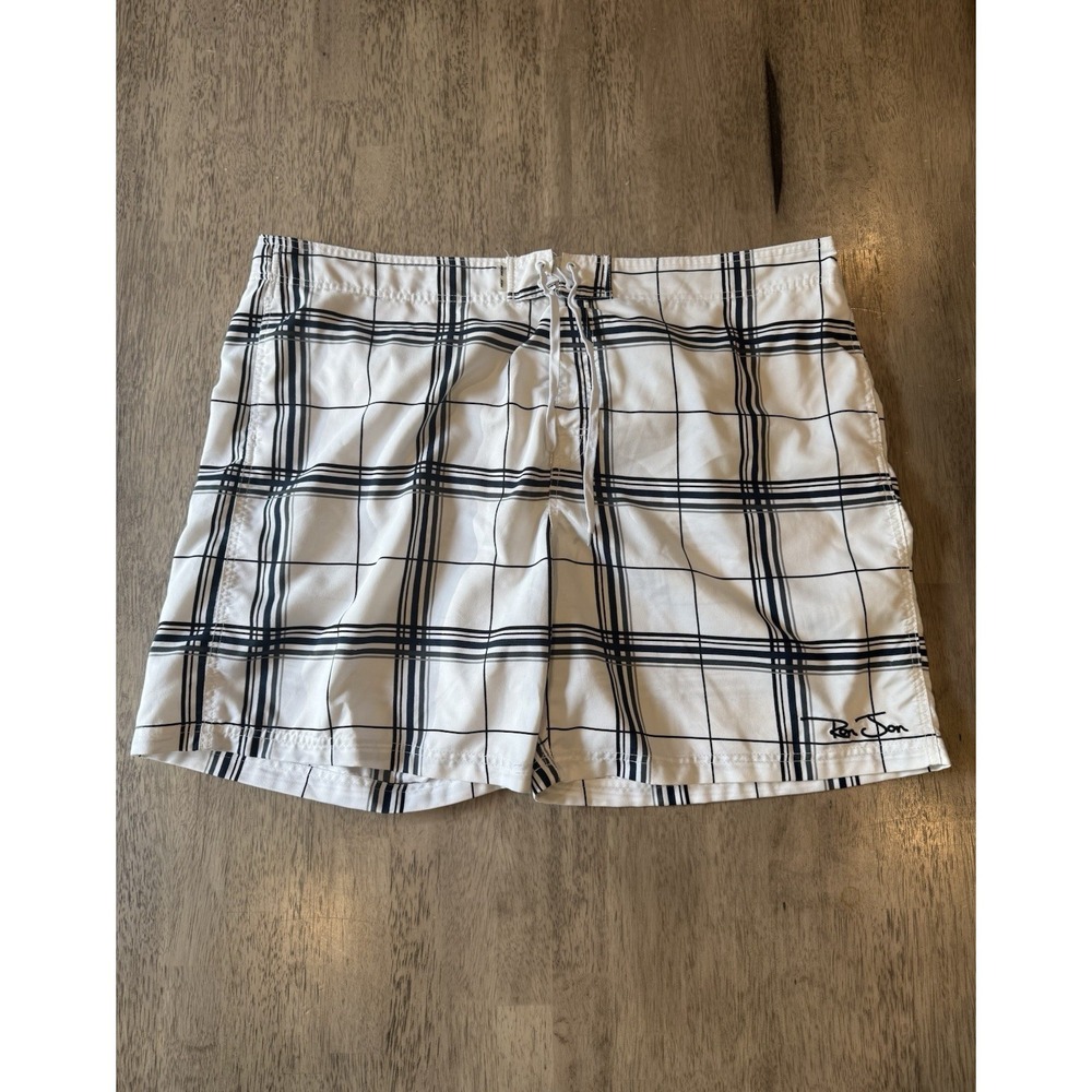 Ron Jon Surf Shop Board Short Swim Trunk 4XL Plaid Blue White